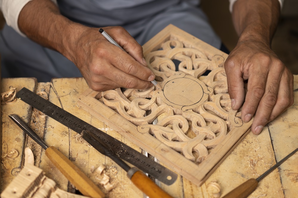 Moroccan Artisan Crafting on wood