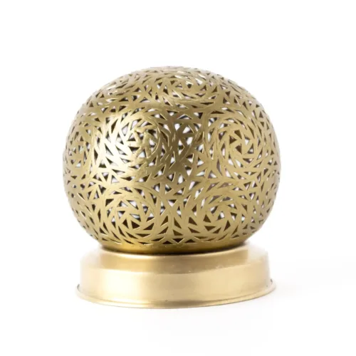 Moroccan Brass Table Lamp – Handmade Ball-Shaped Candle Lantern