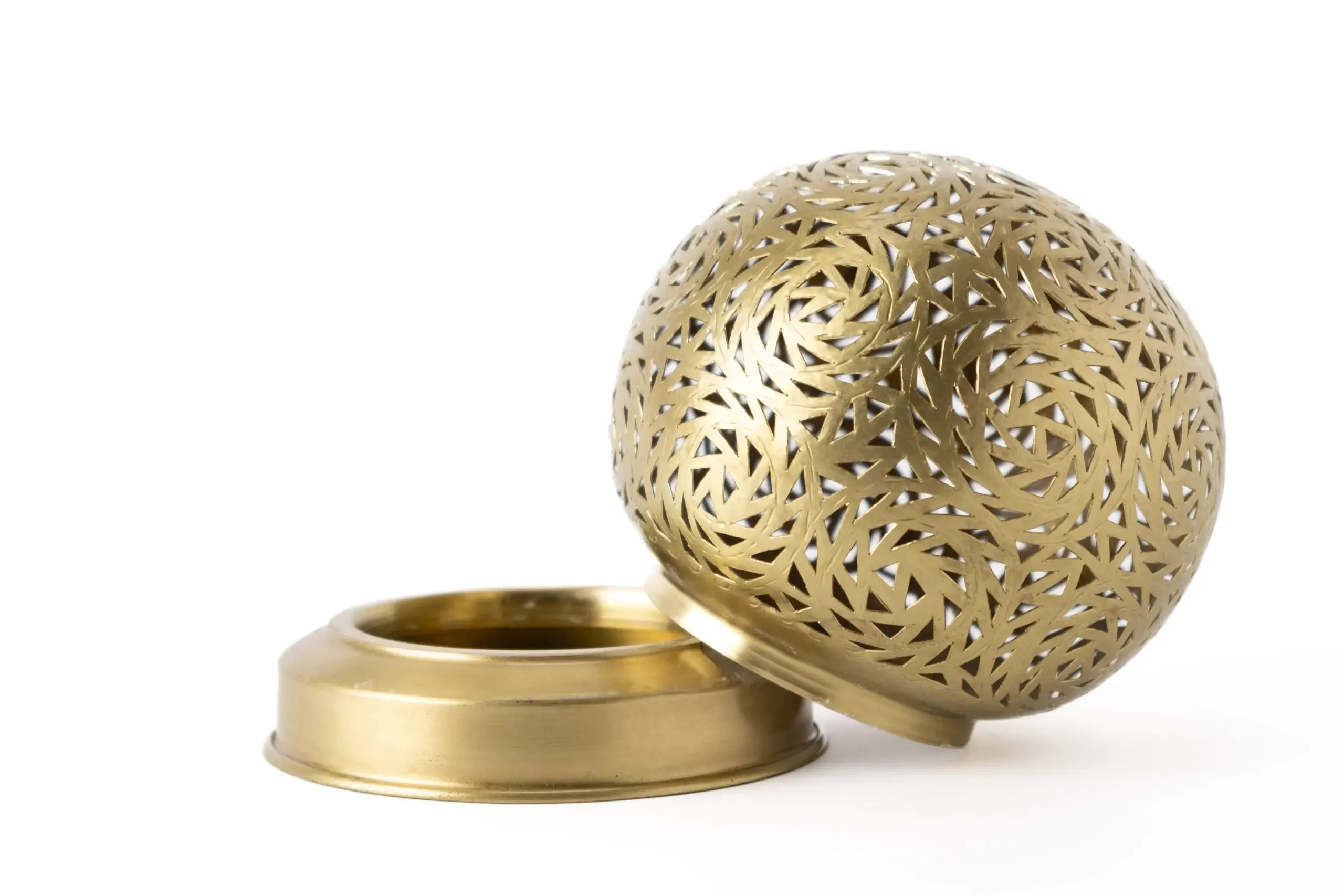Moroccan Brass Table Lamp – Handmade Ball-Shaped Candle Lantern - Opened