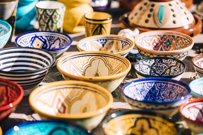 Hand-painted Moroccan pottery