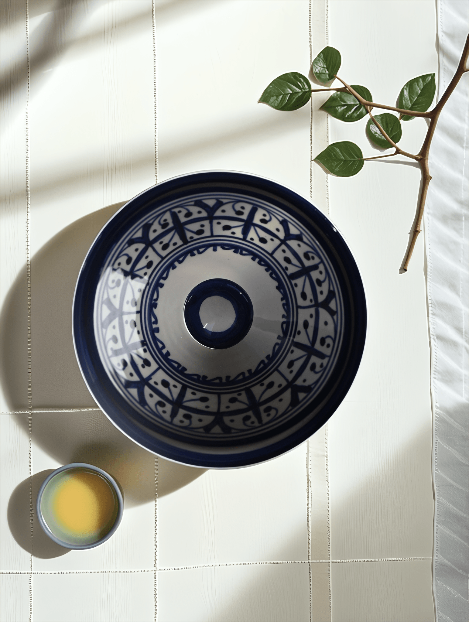 Handcrafted Tajine with Traditional Blue Patterns - Image 2
