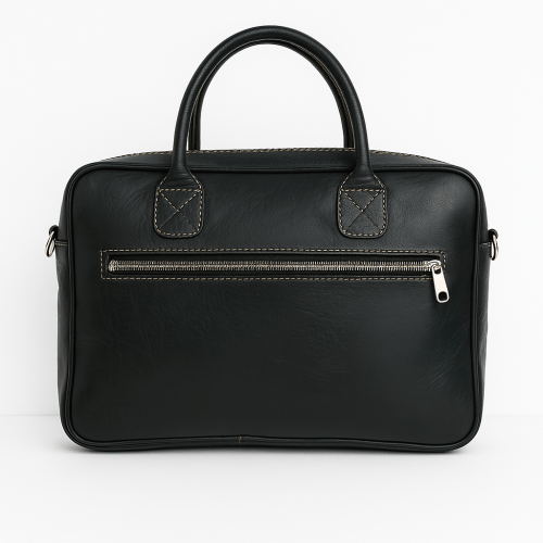 Black Leather Laptop Bag – Handcrafted Moroccan Elegance