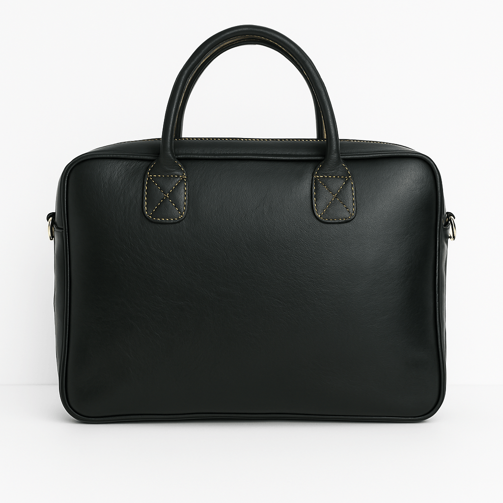 Black Leather Laptop Bag – Handcrafted Moroccan Elegance.