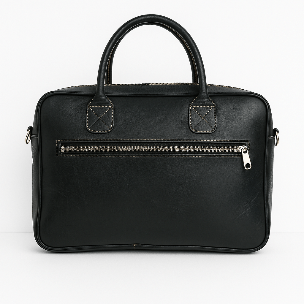 Black Leather Laptop Bag – Handcrafted Moroccan Elegance