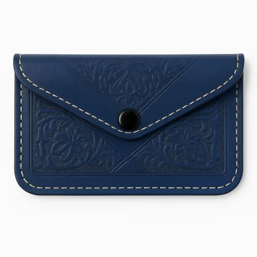 Navy Leather Card Holder