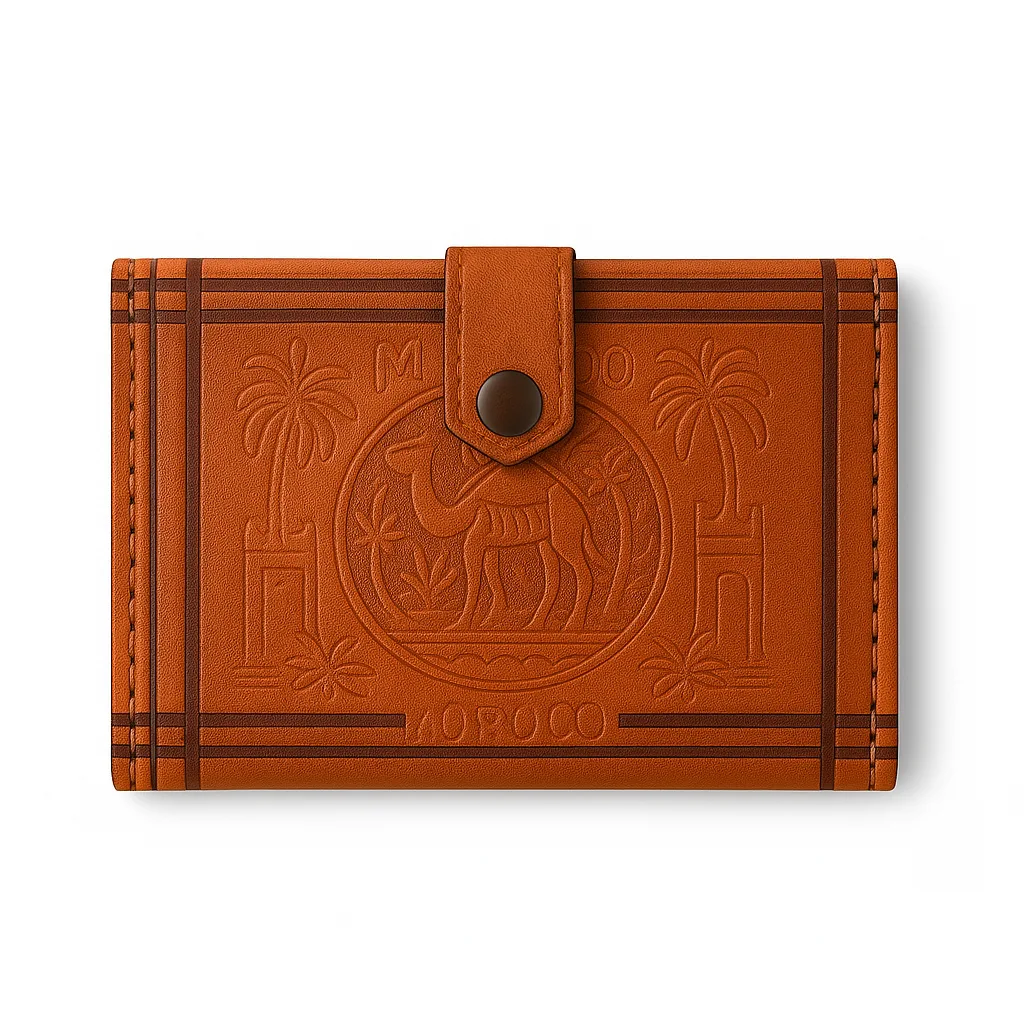 Tan Leather Wallet – Handmade Moroccan Men’s Wallet with Coin Pocket