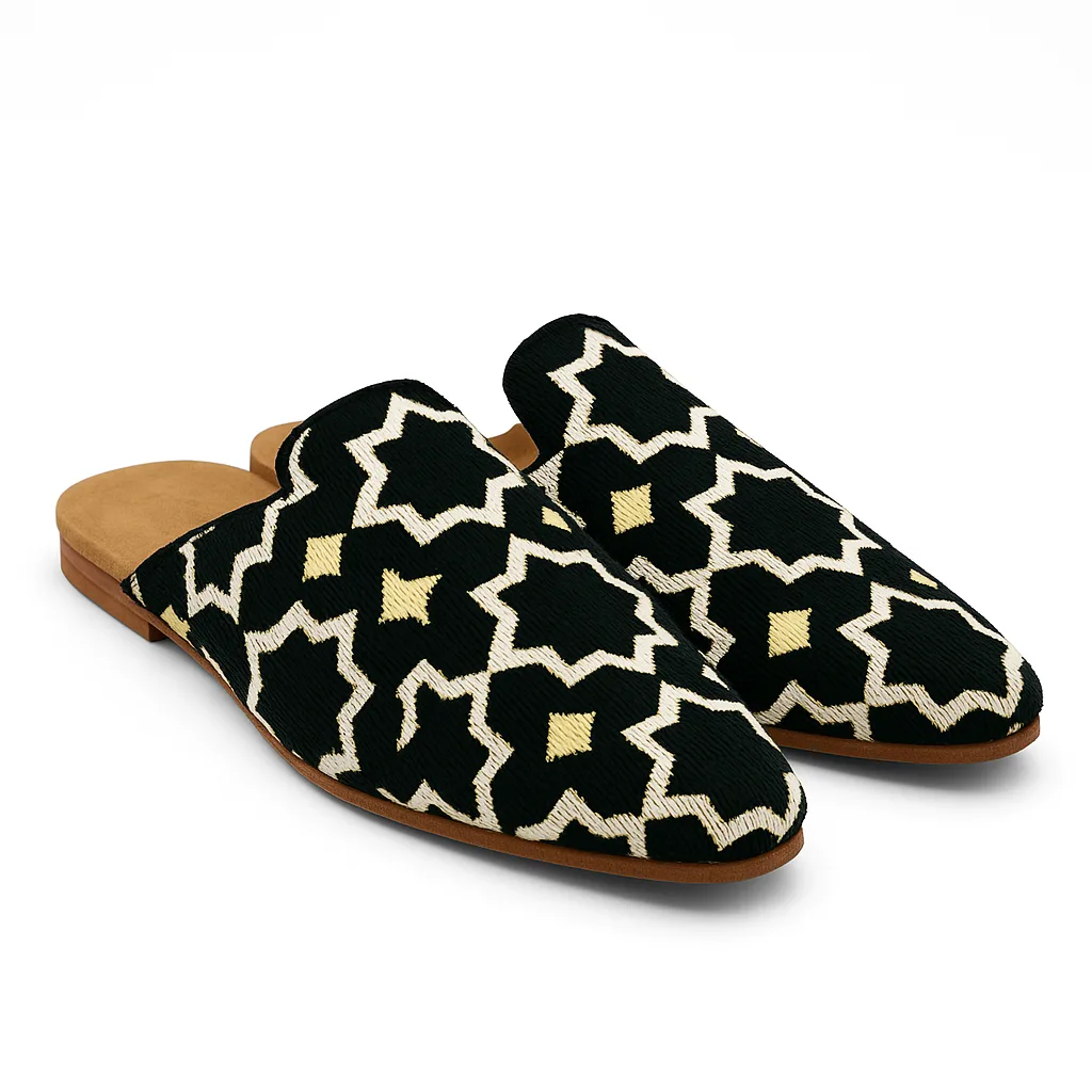 Luxury Ladies Mule Slippers | Handmade in Morocco