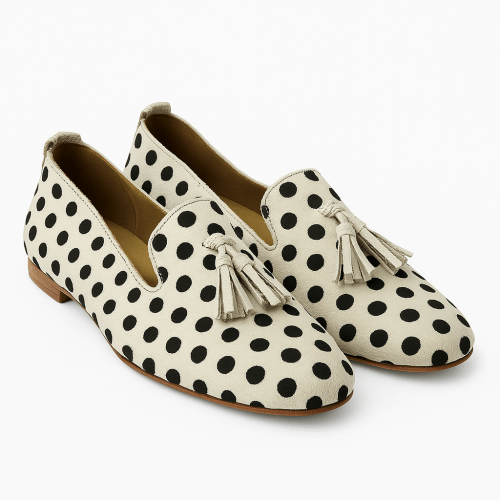 Handmade Polka Dot Leather Loafers