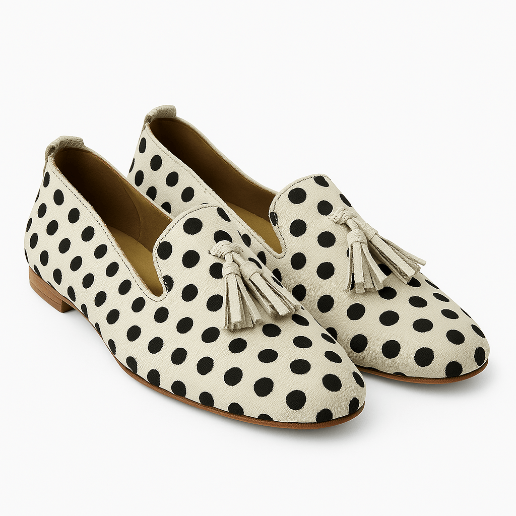 Handmade Polka Dot Leather Loafers
