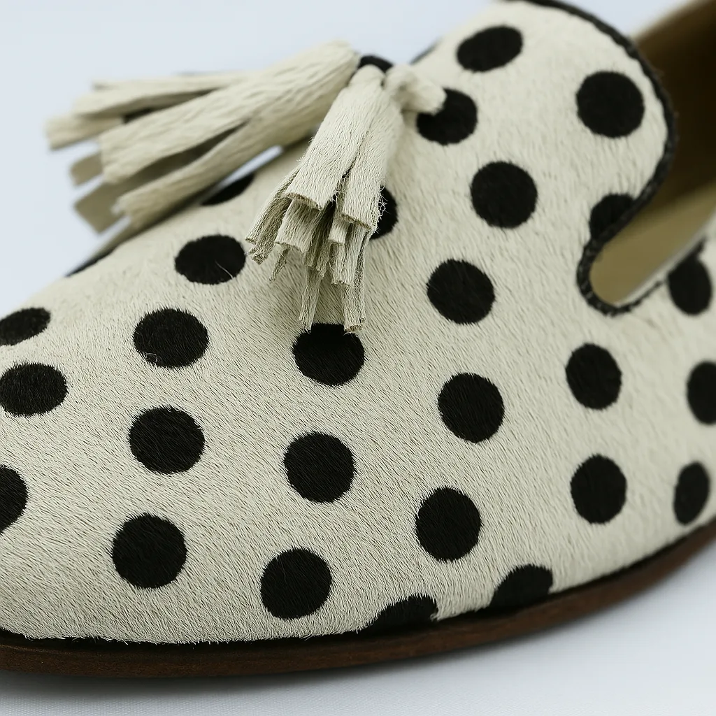 Handmade Polka Dot Leather Loafers