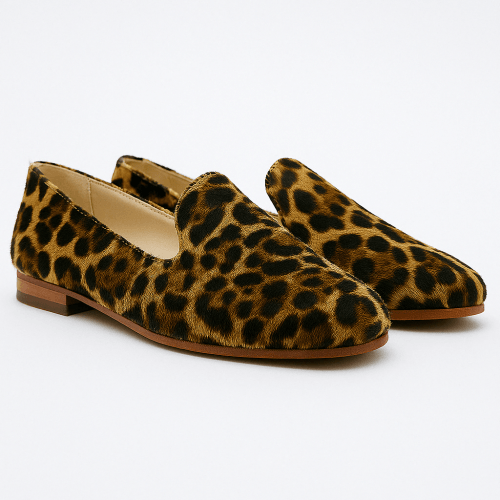 Handmade Ladies Mule Slippers – Leopard Print Leather