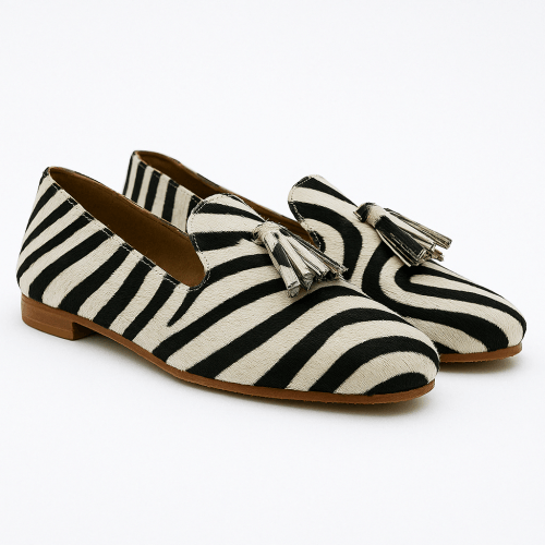 Handmade Ladies Mule Slippers – Leopard Print Leather