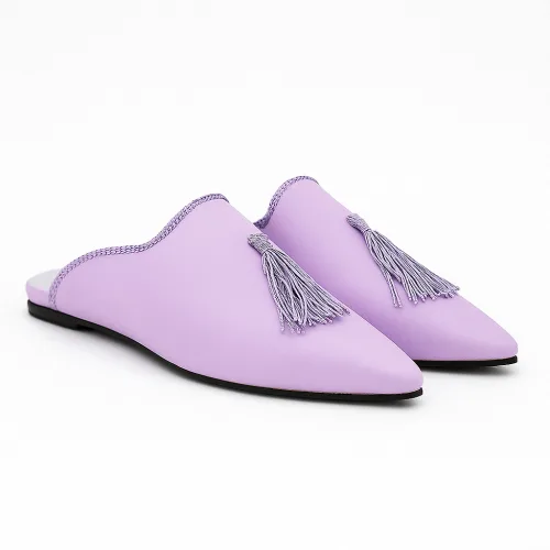 Lavender Tassel Moccasin Slippers