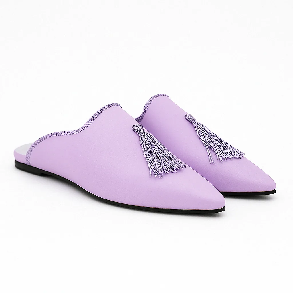 Lavender Tassel Moccasin Slippers