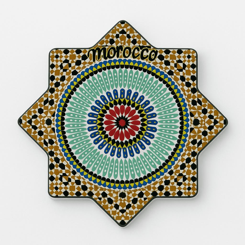 Moroccan Zellige Ceramic Coaster Star Design