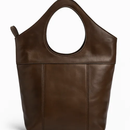 Brown Leather Tote Bag – Handmade Moroccan Arm Carry