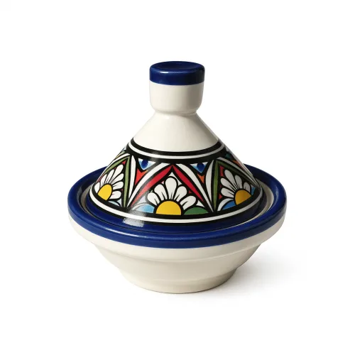 Blue & White Floral Handmade Moroccan Ceramic Mini Tagine