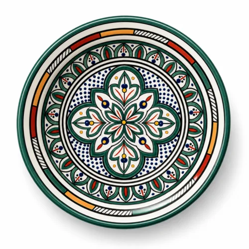 Green Moroccan Ceramic Serving Bowl – Handmade Moroccan Gsaa