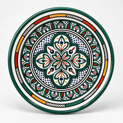 Hand-Painted Blue and White Moroccan Ceramic Plate