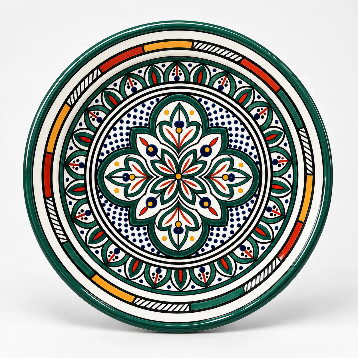 Hand-Painted Blue and White Moroccan Ceramic Plate