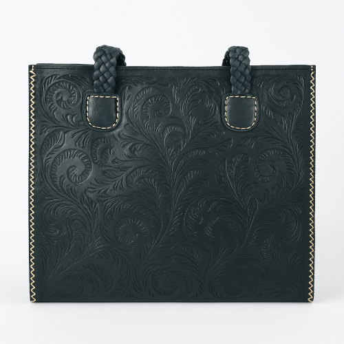 Handcrafted Black Leather Crossbody Bag – Classic Moroccan Design - Front Bag