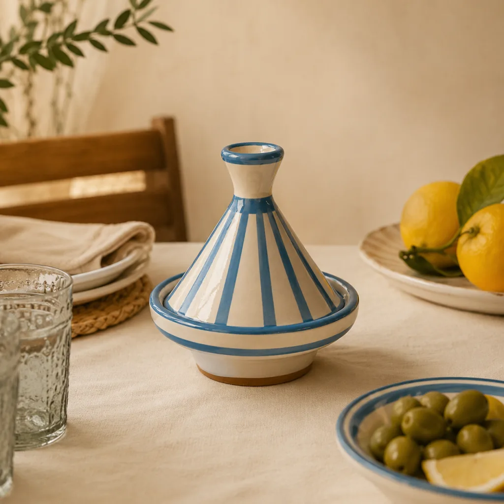 Handmade Ceramic Mini Tagine – Blue & White Design