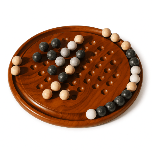 Solitaire Game with Marble Stones – Handcrafted Thuya Wood Board