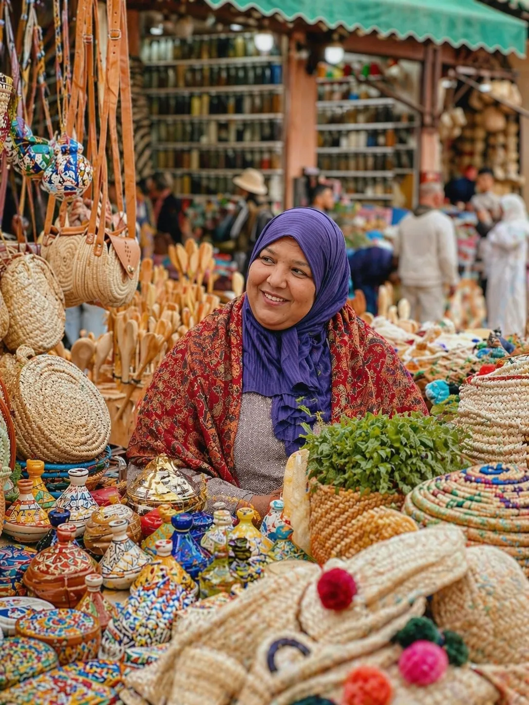 A woman selling Morocco Souvenirs They’re All Handmade in Marrakech Rahba