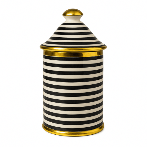 Chic Stripes Ceramic Jar with Gold Accents