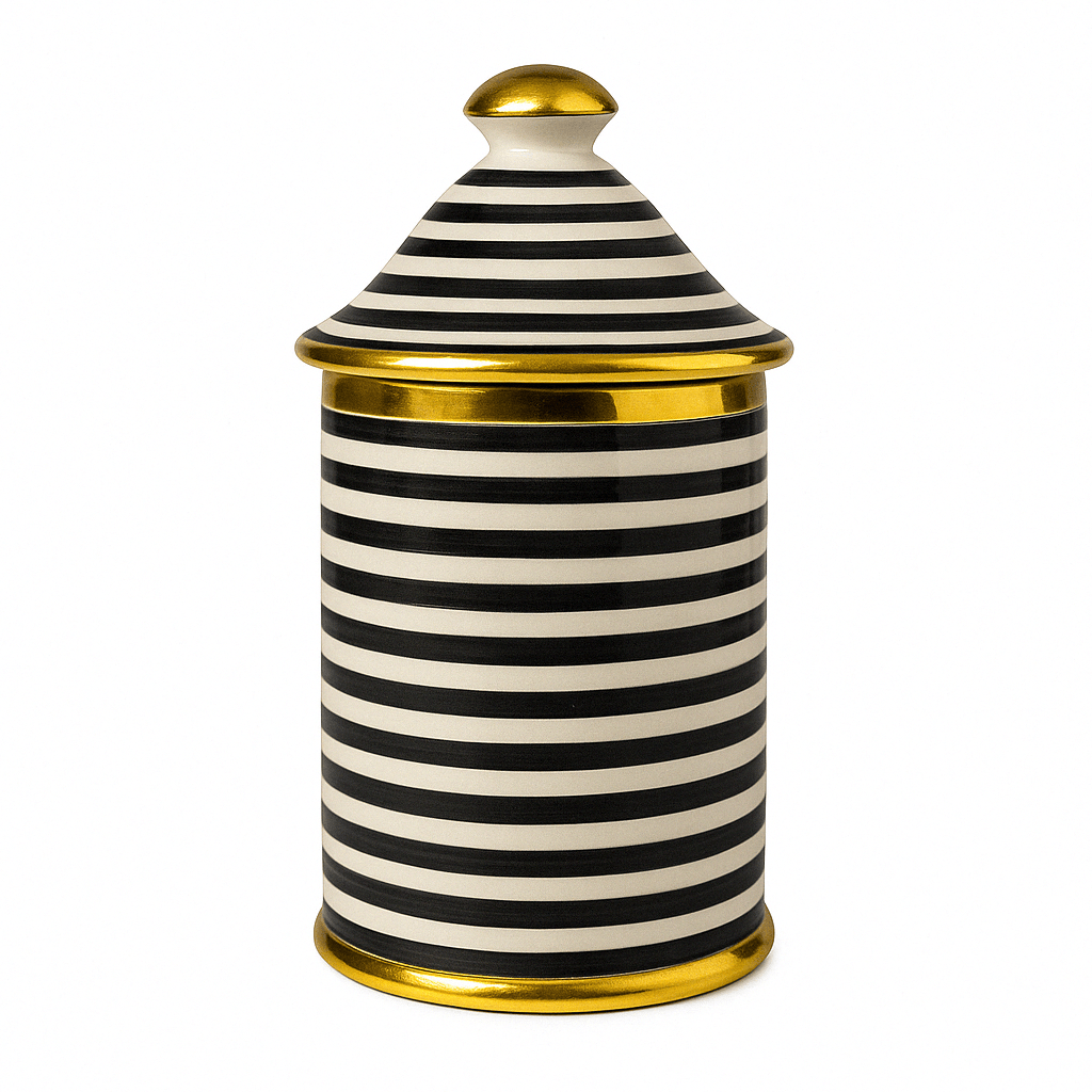 Chic Stripes Ceramic Jar with Gold Accents