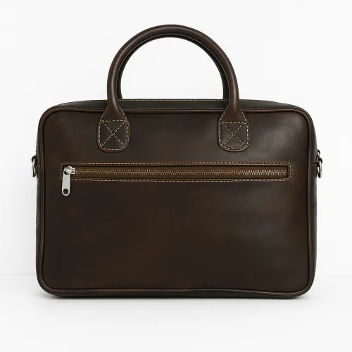 dark brown leather bag
