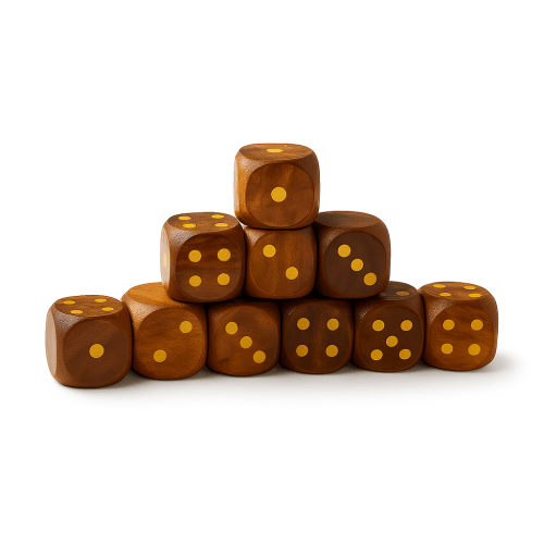 Handcrafted Wooden Dice Game – Rustic Vintage Style (Set of 10)