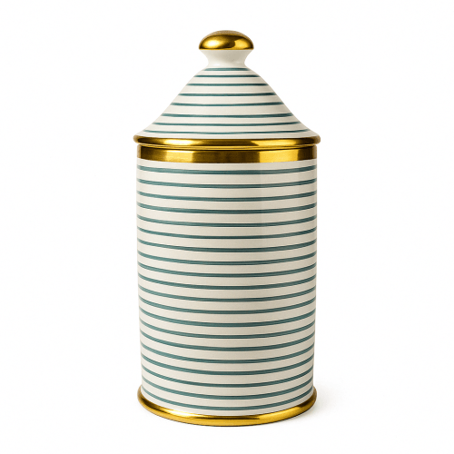 Elegant Handcrafted Ceramic Canister with Gold Accents