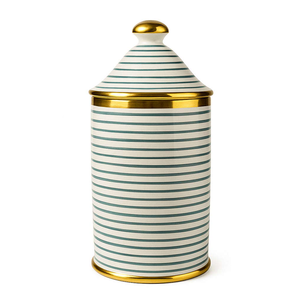 Elegant Handcrafted Ceramic Canister with Gold Accents