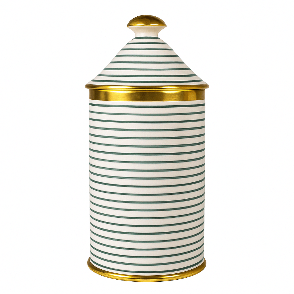 Elegant Striped Ceramic Canister with Gold Accents