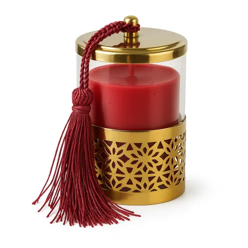 Luxury Gold-Tassel Glass Candle