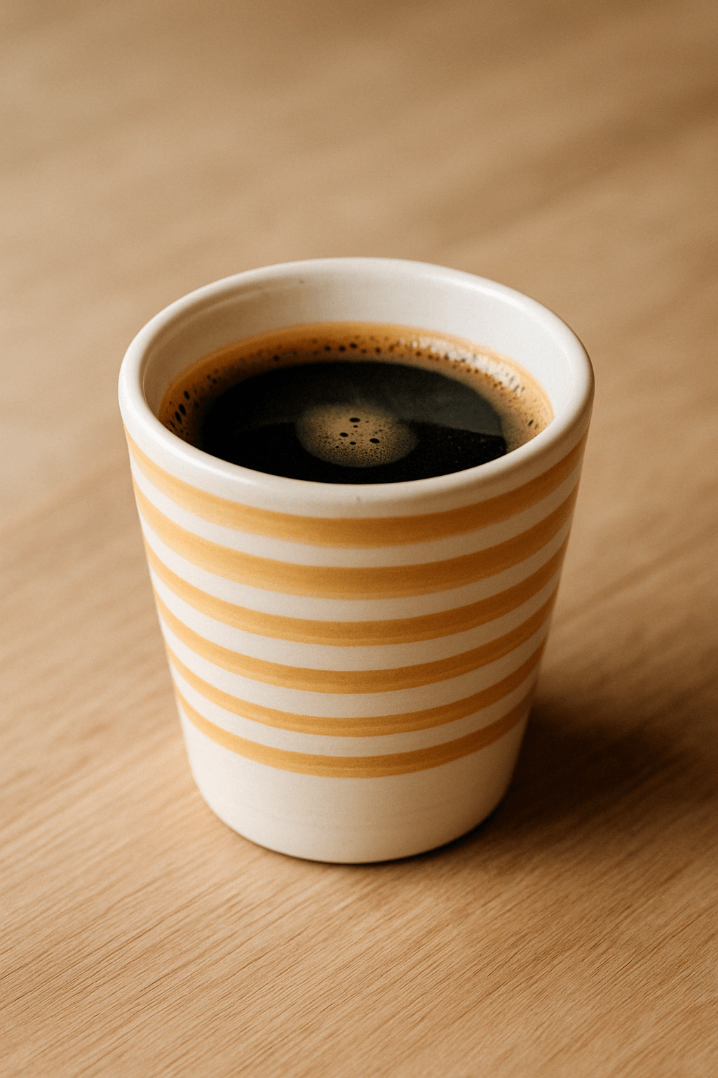 Handcrafted Ceramic Cup with Orange Stripes - Image 2