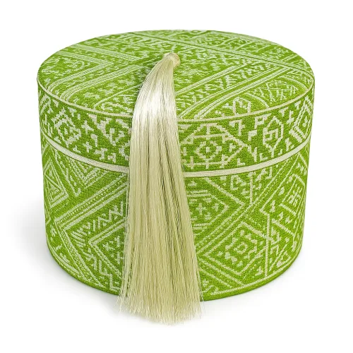 Handcrafted Green Woven Box with Tassel Lid