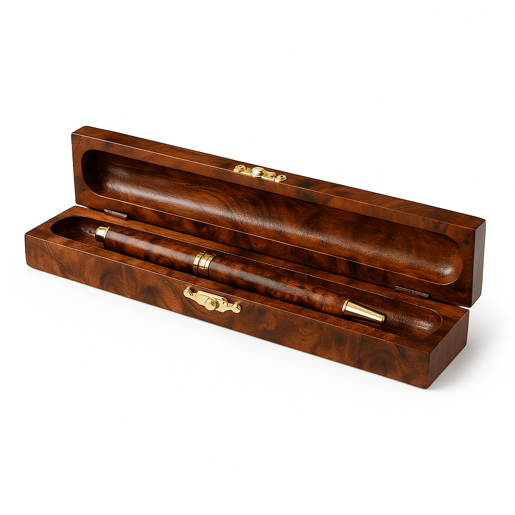 Elegant Handcrafted Wooden Pen Box with Brass Clasp - Image 2