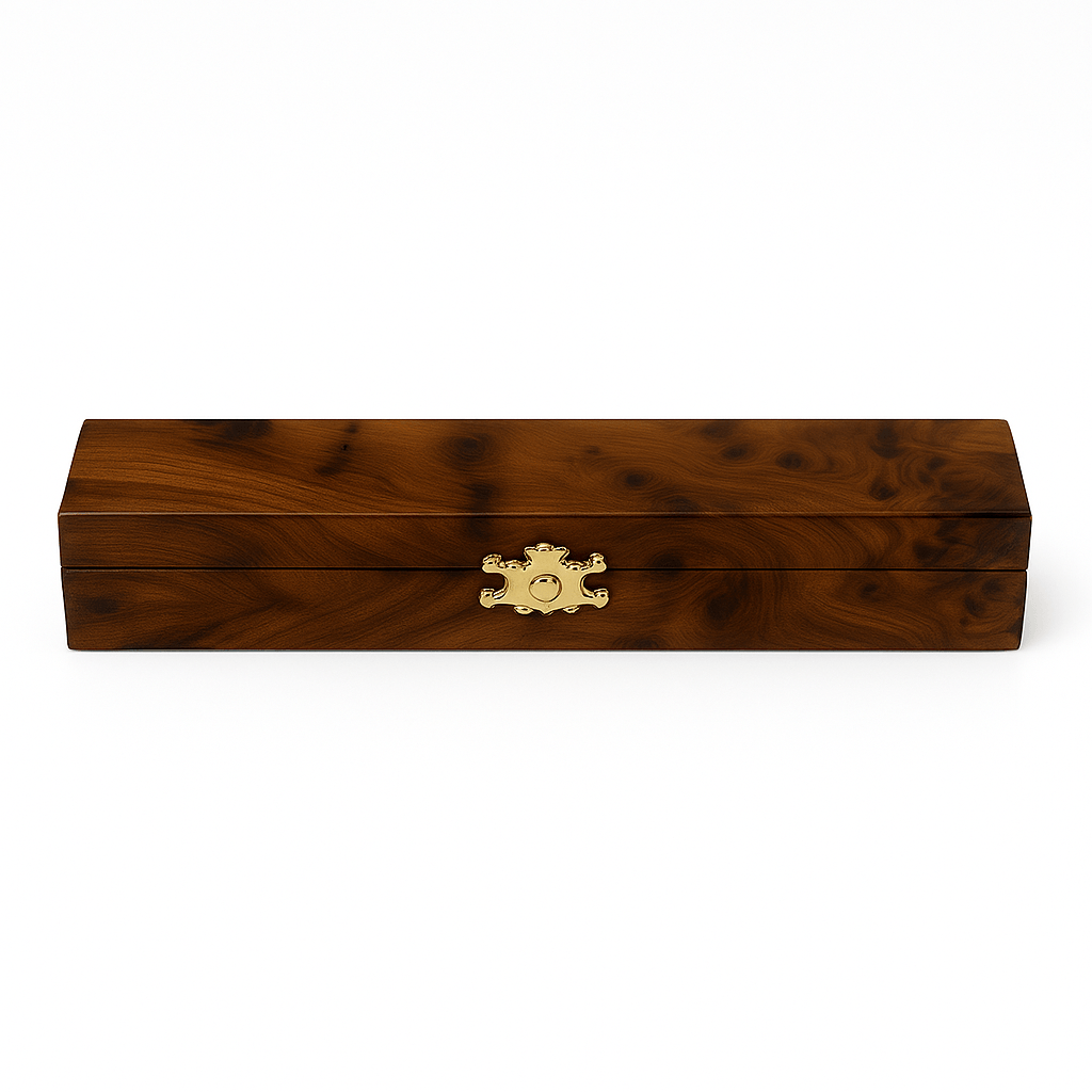 Elegant Handcrafted Wooden Pen Box with Brass Clasp