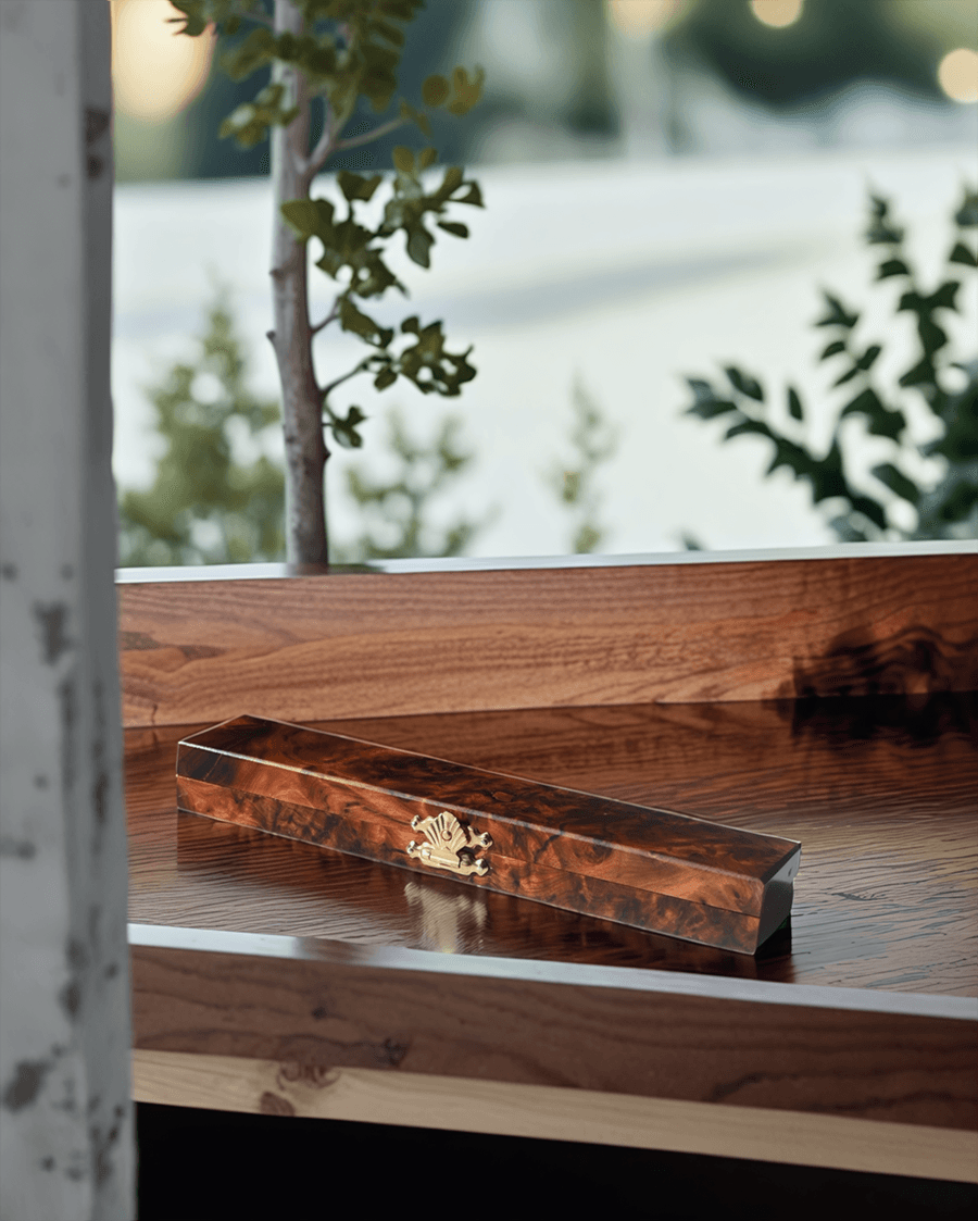 Elegant Handcrafted Wooden Pen Box with Brass Clasp - Image 4