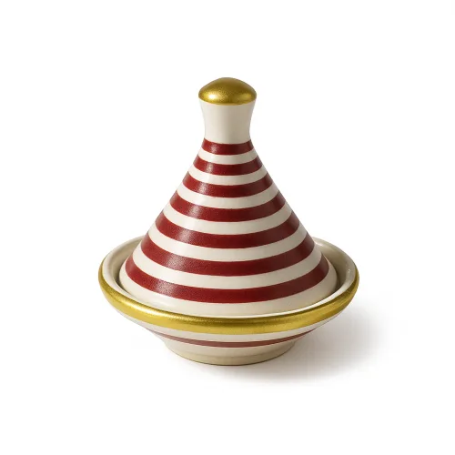 Small Handcrafted Tagine Pot – Red Stripes
