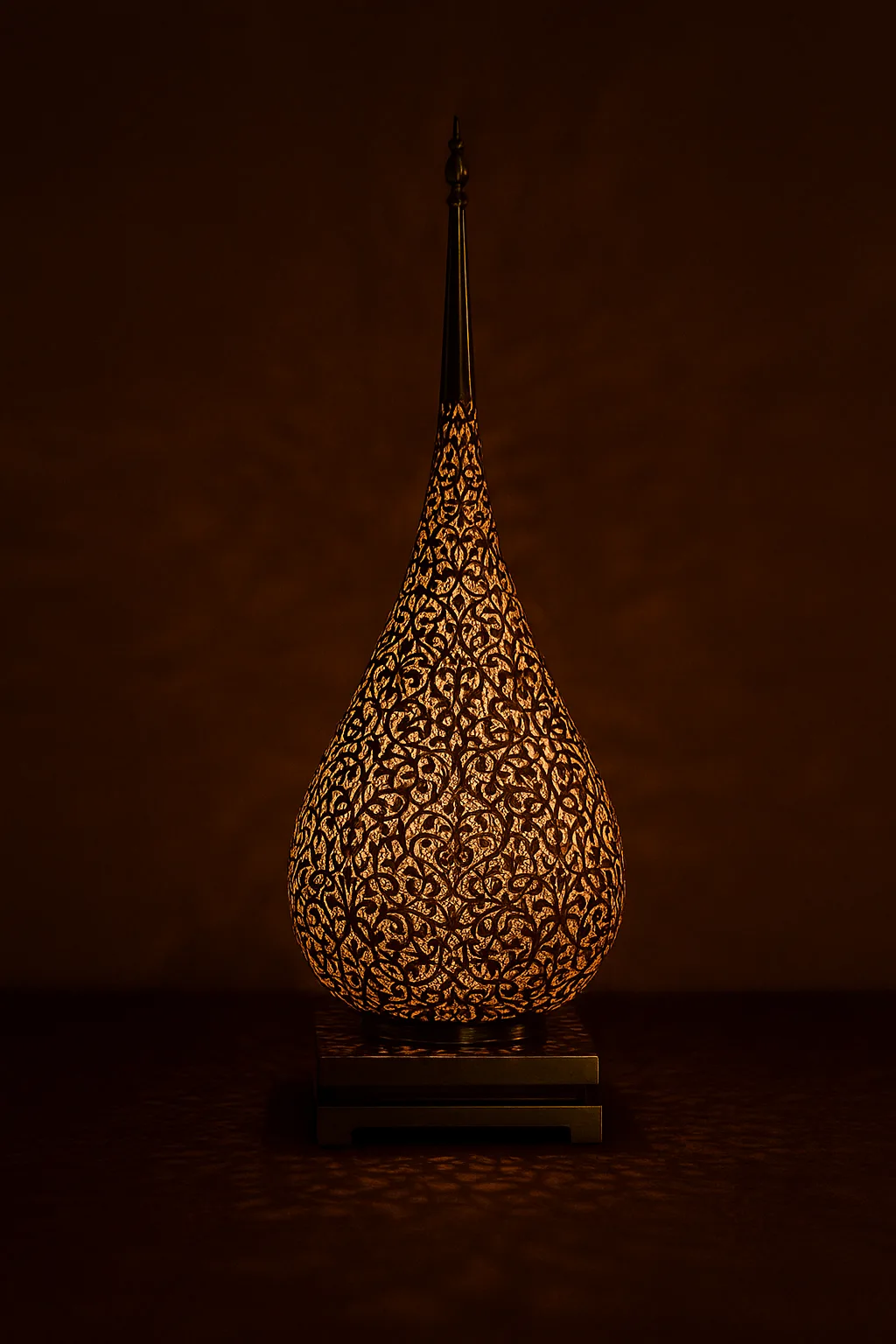 Elegant Antique Brass Floor Lamp – Handcrafted Moroccan Teardrop Design
