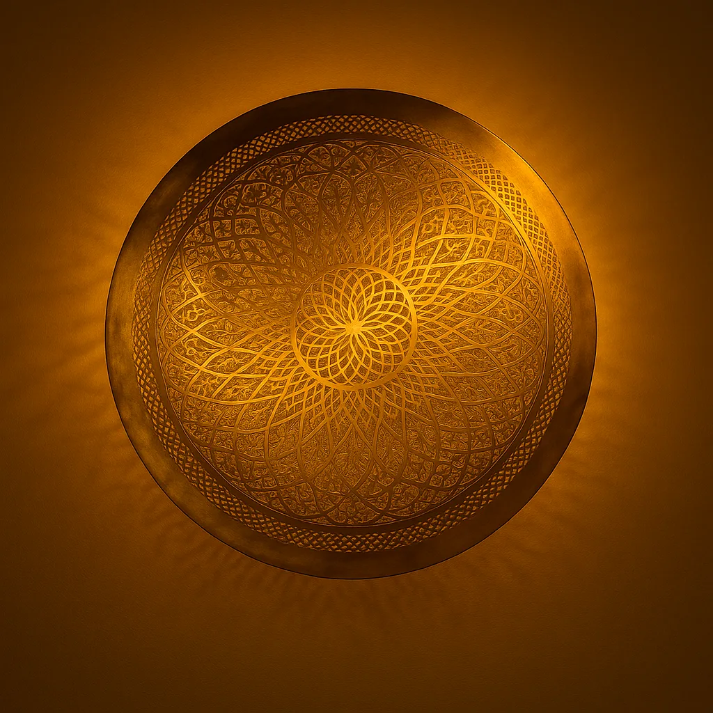 Handcrafted Moroccan Wall Sconce in Brass – Intricate Geometric Cutout Light