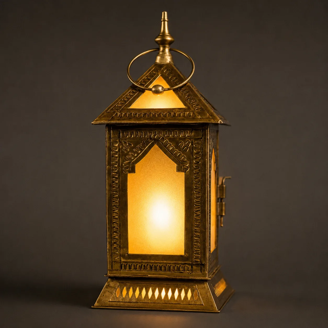 Moroccan Brass Lantern – Handcrafted Frosted Glass Moroccan Candle Lantern