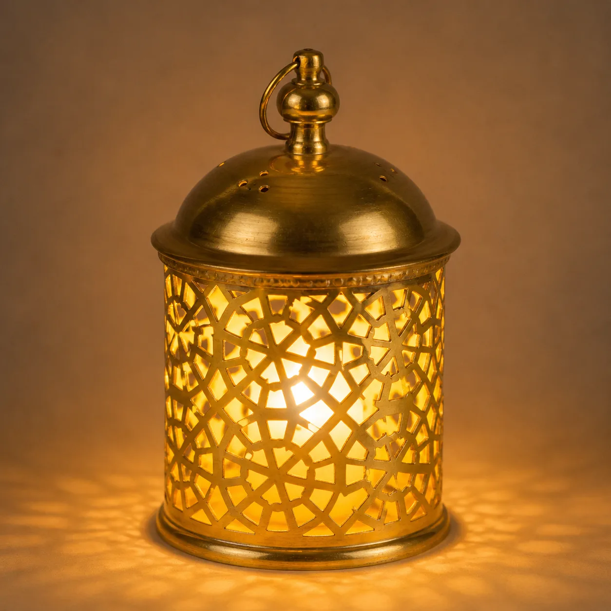 Small Brass Table Lamp – Moroccan Style Antique Cylinder Lantern