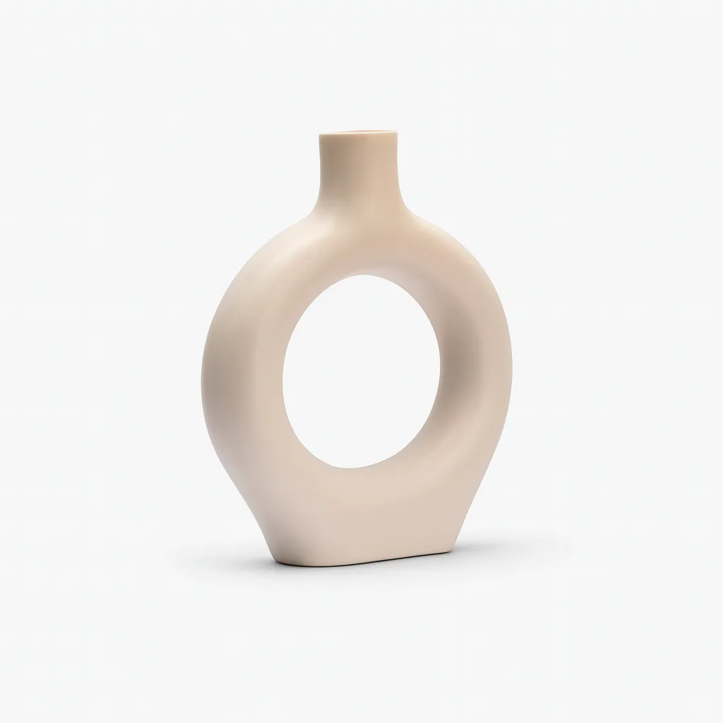 Minimalist Round Ceramic Vase – Handmade Home Decor Accent