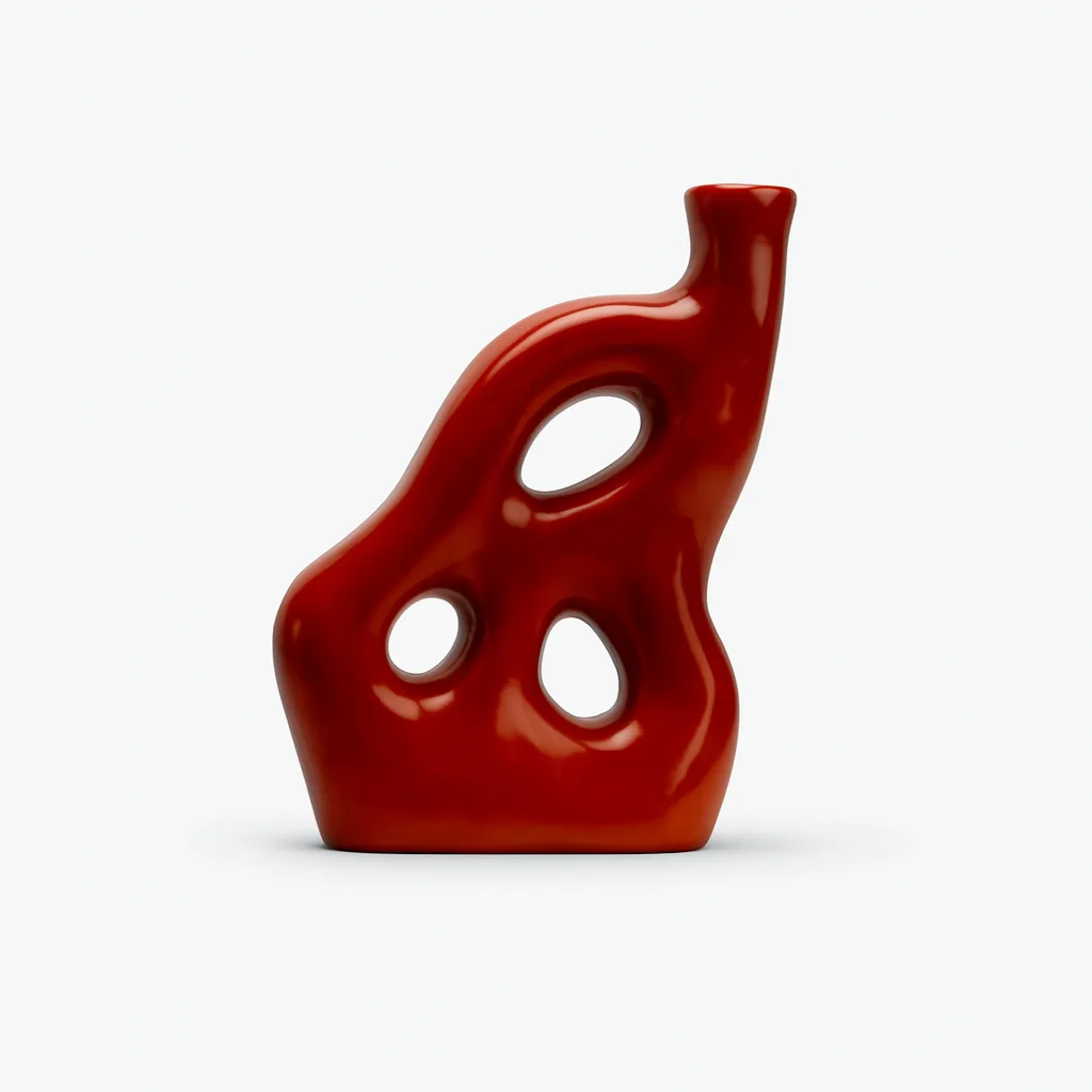 Red Abstract Ceramic Vase – Modern Sculptural Home Accent