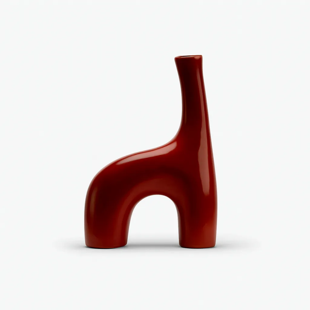 Red Sculptural Ceramic Vase – Modern Artistic Home Decor