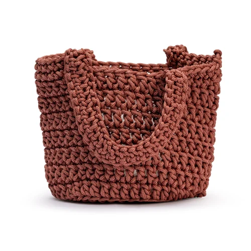 Crochet Shoulder Tote Bag – Chunky Rust Handwoven Bag